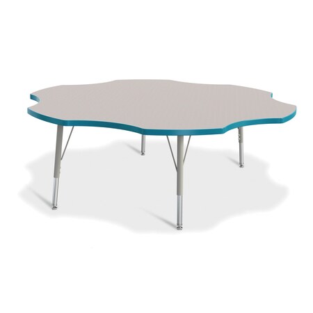 Jonti-Craft Berries Six Leaf Activity Table, 60 in., E-height, Freckled Gray/Teal/Gray 6458JCE005
